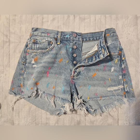 💜AGOLDE  Los Angeles Premuim Shorts Size 26 Cut Off Distressed Light Wash 🩷 - Picture 2 of 6